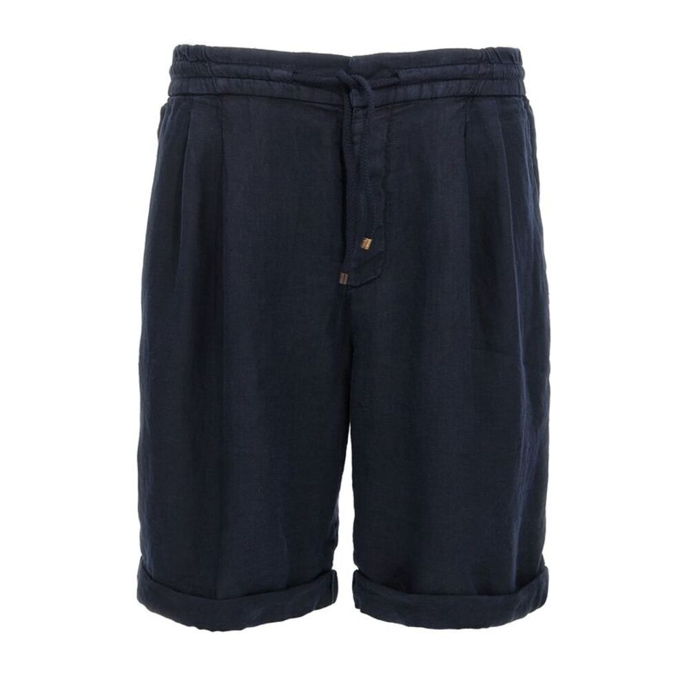 Brunello Cucinelli Blue Linen Bermuda Men's Shorts